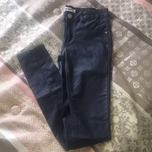 Navy blue faux leather pants